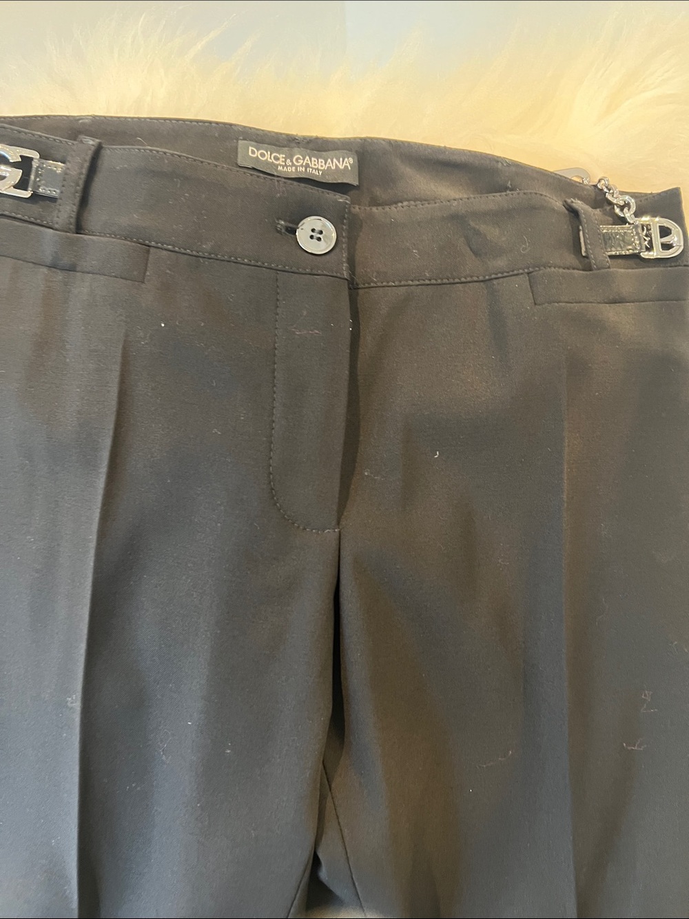 Dolce & Gabbana woman’s Black Dress Trousers with Branded Waist Detail